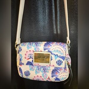 NICOLE Floral Crossbody Bag Beige and Blue With Gold Hardware